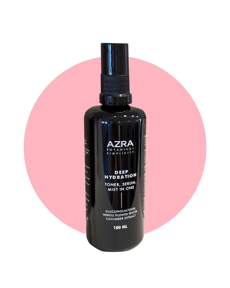AZRA Deep Hydration – tonik, serum i maglica 100 ml na ružičastoj podlozi