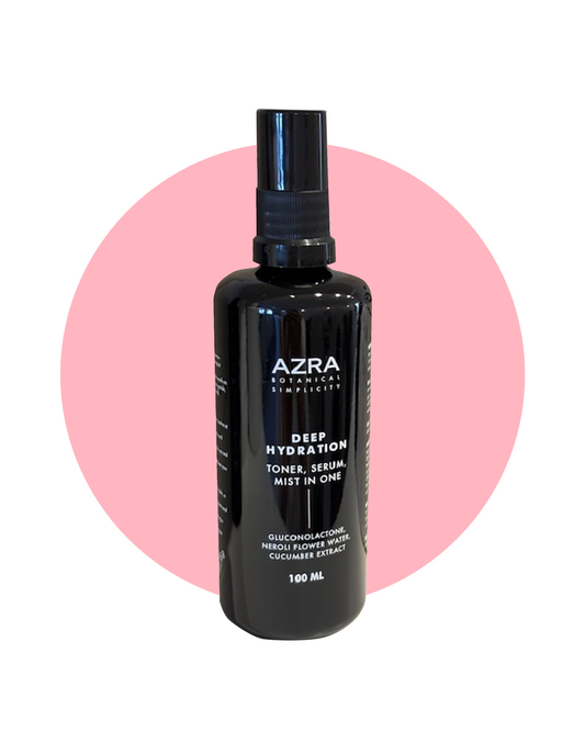 AZRA Deep Hydration – tonik, serum i maglica 100 ml na ružičastoj podlozi